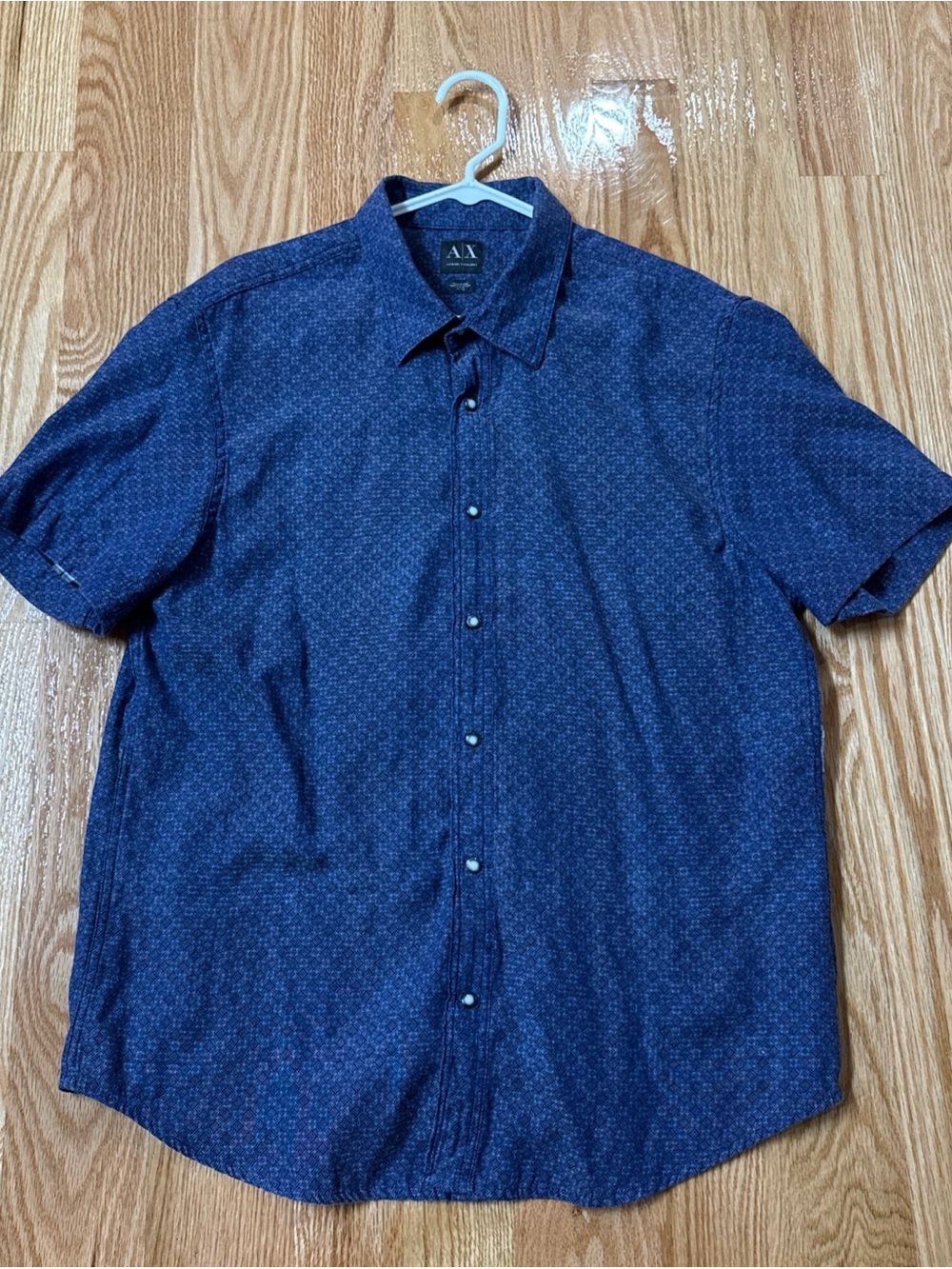 Armani Exchange Button Up Short Sleeve Shirt Plaid Inside Mens Size XL